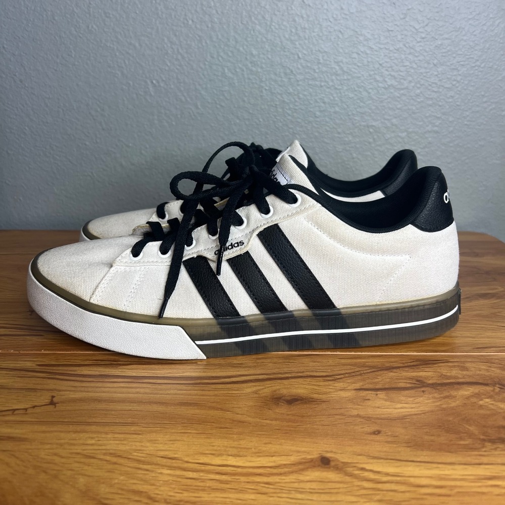 Adidas Daily 3.0 Mens 12 White Black FW7049 Translucent Outsole Skater Sneaker